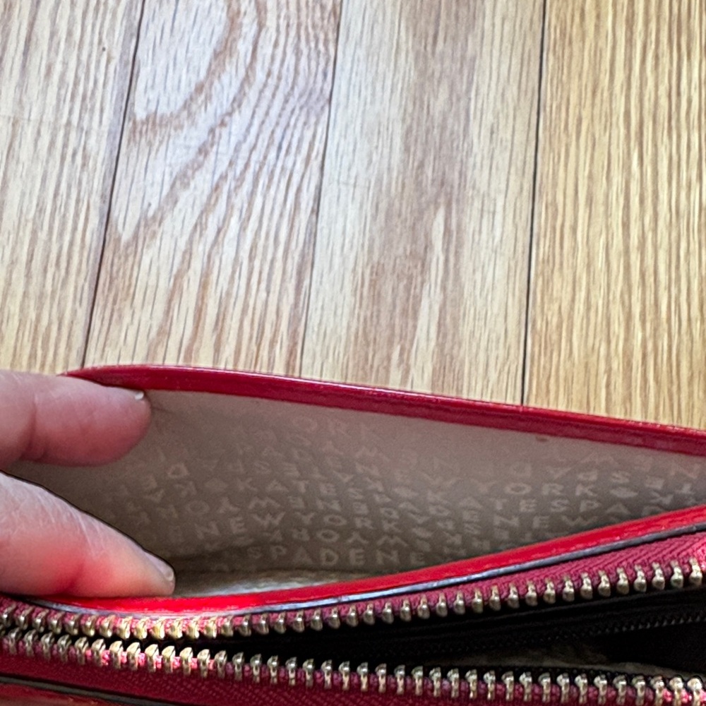 Kate Spade Glossy Red Zip Wallet - Picture 4 of 6